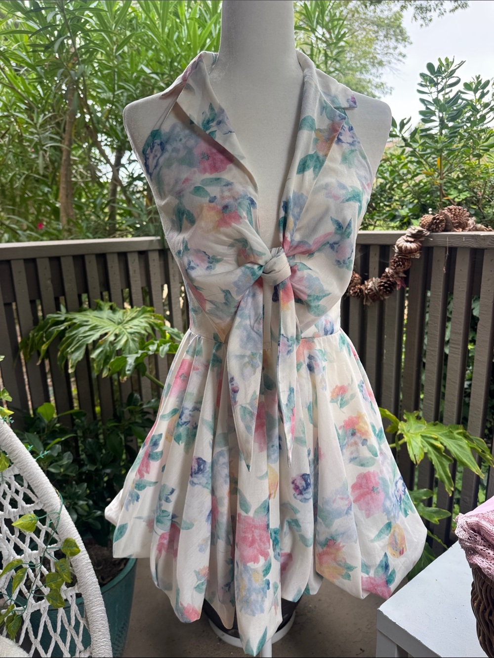 Summer Floral Halter Mini Dress